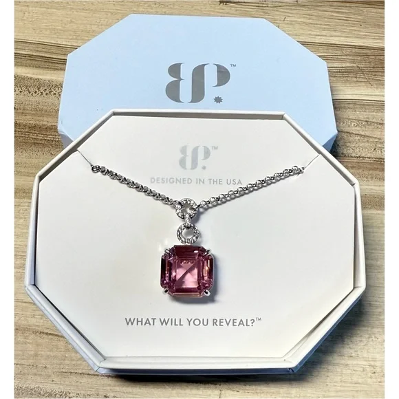 NWT Bomb Party Jewelry Rose Quartz Cubic Zirconia Pendant Necklace - Picture 2 of 10